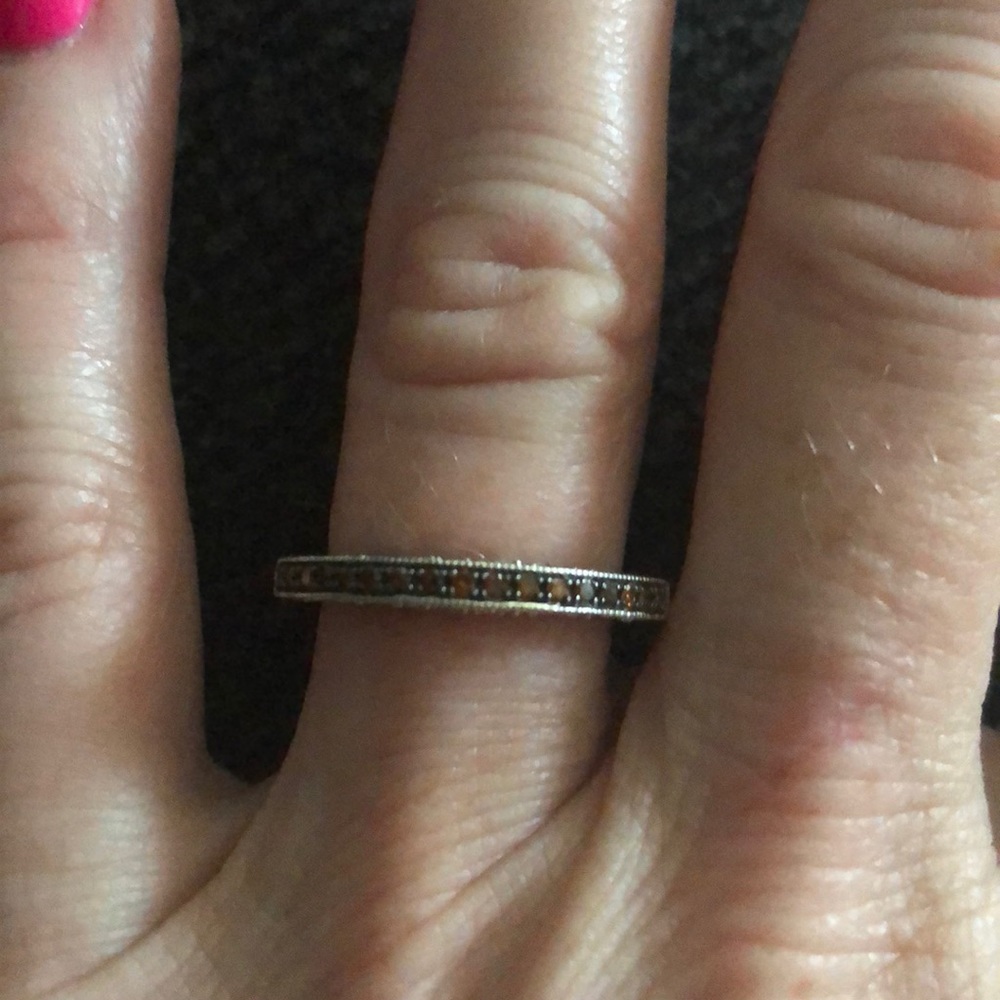 Red diamond sterling silver ring